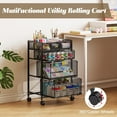 thumbnail image 4 of 4-Tier Rolling Utility Cart with 3 Drawers, Craft Organizer and Storage with DIY Divider, Art-Craft Supplies with Caster Wheels, Multi-Functional Storage for Classroom, Office, Paints, Artifacts, 4 of 17