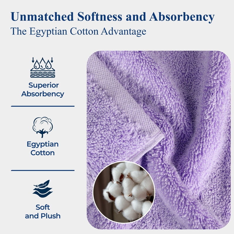 Superior 800 GSM Egyptian Cotton 4-Piece Hand Towel Set, Soft Ultra Absorbent Towels, Plum