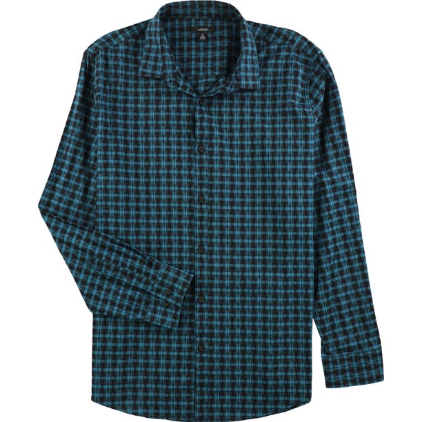 Alfani Lewis Button Up Camisa para Hombre, Azul, X-Large Alfani Botones al frente