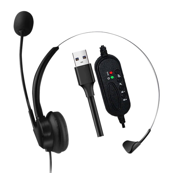 Graflsoa E67 USB Single-Ear Headset with Noise Cancellation, Black ABS/PU Design, 2.0M Cord, 35mm Speaker, 20Hz-20KHz Frequency Response, 115dB Sensitivity