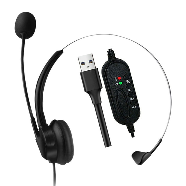 Labymos Call Center Headset With Microphone Over-Head Single-Sided Headphone USB Corded with Adjustable Microphone Mute