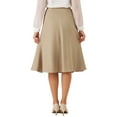 thumbnail image 3 of Allegra K Women's A-Line Midi Side Zipper High Waist Elegant Skirt M Khaki, 3 of 5