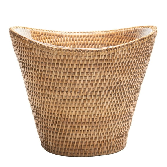 KOUBOO Unique Home Decor La Jolla Round Acrylic Ice Bucket with Rattan Basket, Honey-Brown