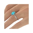 thumbnail image 5 of Aquamarine 2.50 ctw Ring with Diamonds 14K White Gold Flower Vintage Halo, 5 of 6