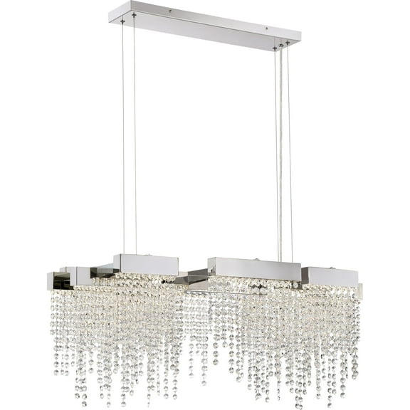 Quoizel Crystal Falls 34" Kitchen Island Light in Polished Nickel