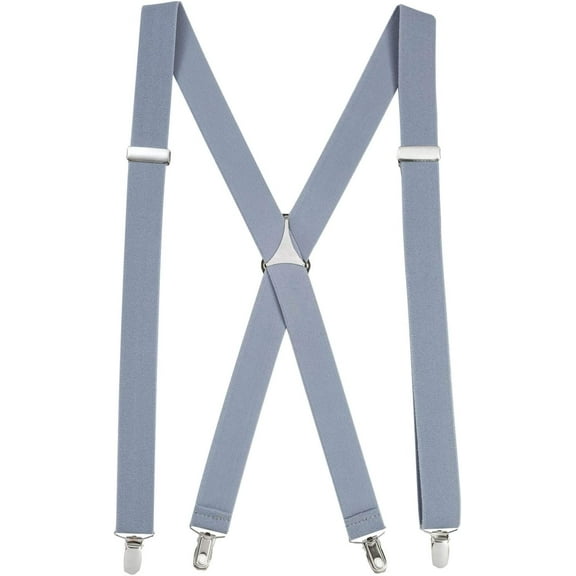 Hold'Em Suspenders for Men x-Back Adjustable Straight Clip - Light Grey (Tall, 46" Long)