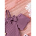thumbnail image 6 of Suealasg 2Pcs Kids Girls Clothes 4T Toddler Girl Summer Casual Outfits Short Sleeve Off Shoulder Tops + Flare Pants Set, 6 of 8