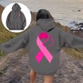 thumbnail image 3 of Fiaer,Hoodies for Breast Cancer Awareness,Womens Tops Loose Fit Casual Trendy,Long Sleeve Plus Size Drawstring Hooded Pullover with Pocket Dark Gray1 L, 3 of 7