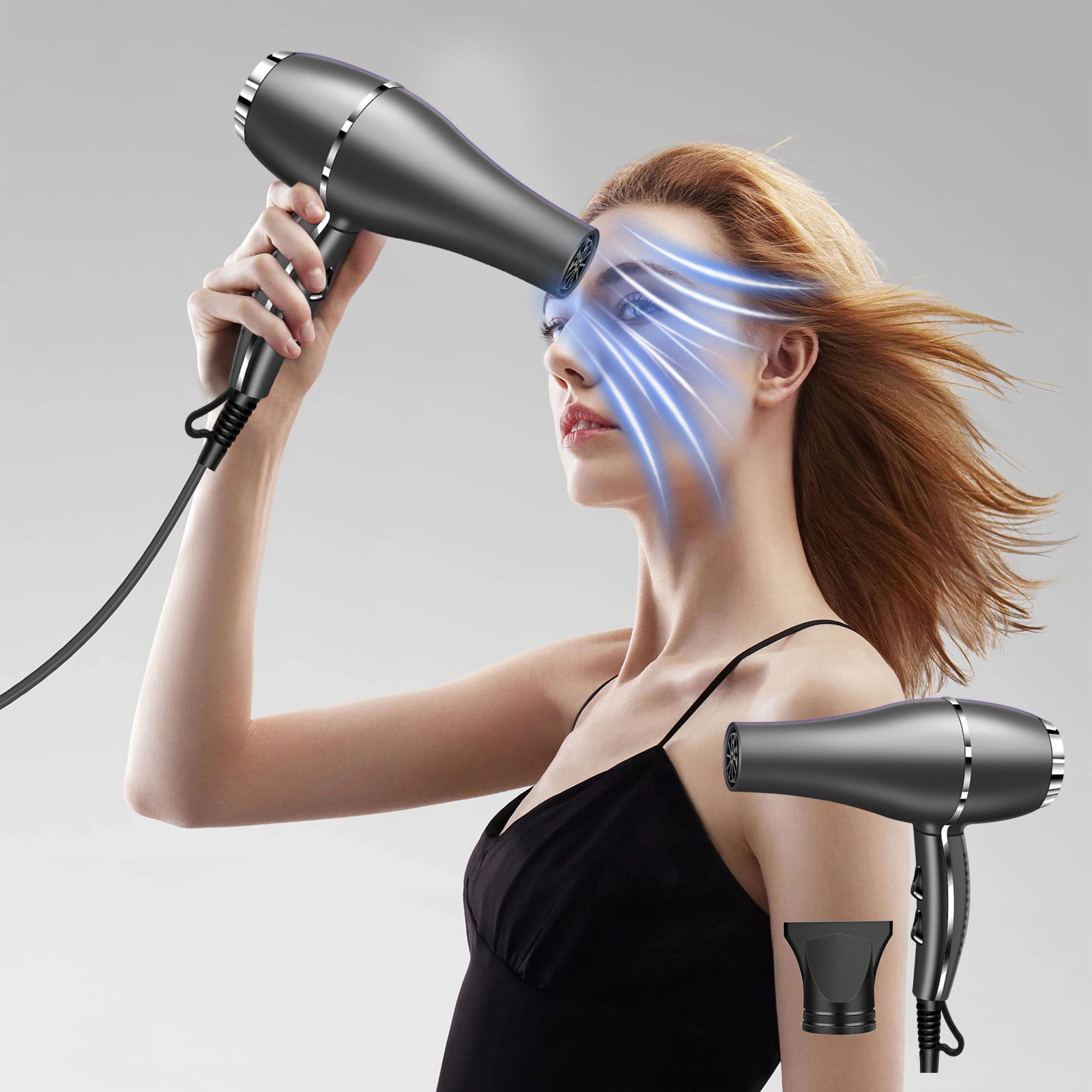 ZZkhGo Holiday Deals 2200W Hair Dryer With Diffuser Lightweight Travel Hairdryer For Normal And Curly Hair Includes Volume Styling Nozzle Walmart