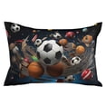 thumbnail image 2 of Basketball Soccer Throw Pillow Cover,Funny Sports Ball Themed Painting Rectangle Decorative Pillow Case Protector Soft Cushion Cover Lumbar Pillowcase for Couch Sofa Bedroom Car Chair Decor 16x24 In, 2 of 8