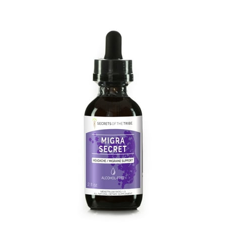 Migra Secret Alcohol-FREE Extract, Tincture, Glycerite Feverfew, Ginger, Butterbur, Periwinkle, Ginkgo, Peppermint. Headache / Migraine Support 2 (Best Feverfew For Migraines)