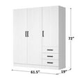 thumbnail image 4 of Woodpeckers Furniture and Mattress 61"Wide Armoire Wardrobe Closet For Hanging With 3 Drawers & Shelves, 4 of 7