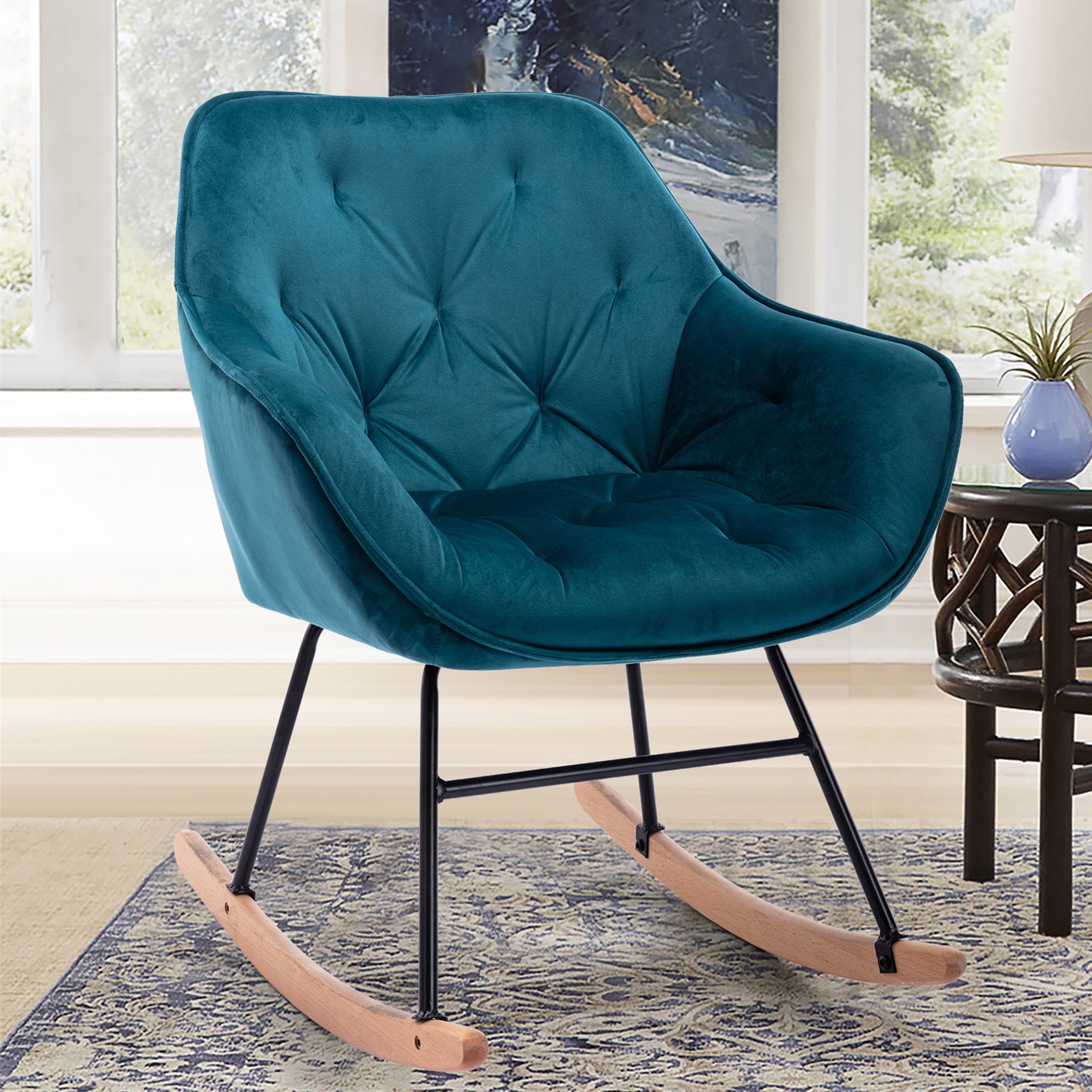 Bellemave Velvet Rocking Chair for Living Room, Bedroom, Baby Nursery