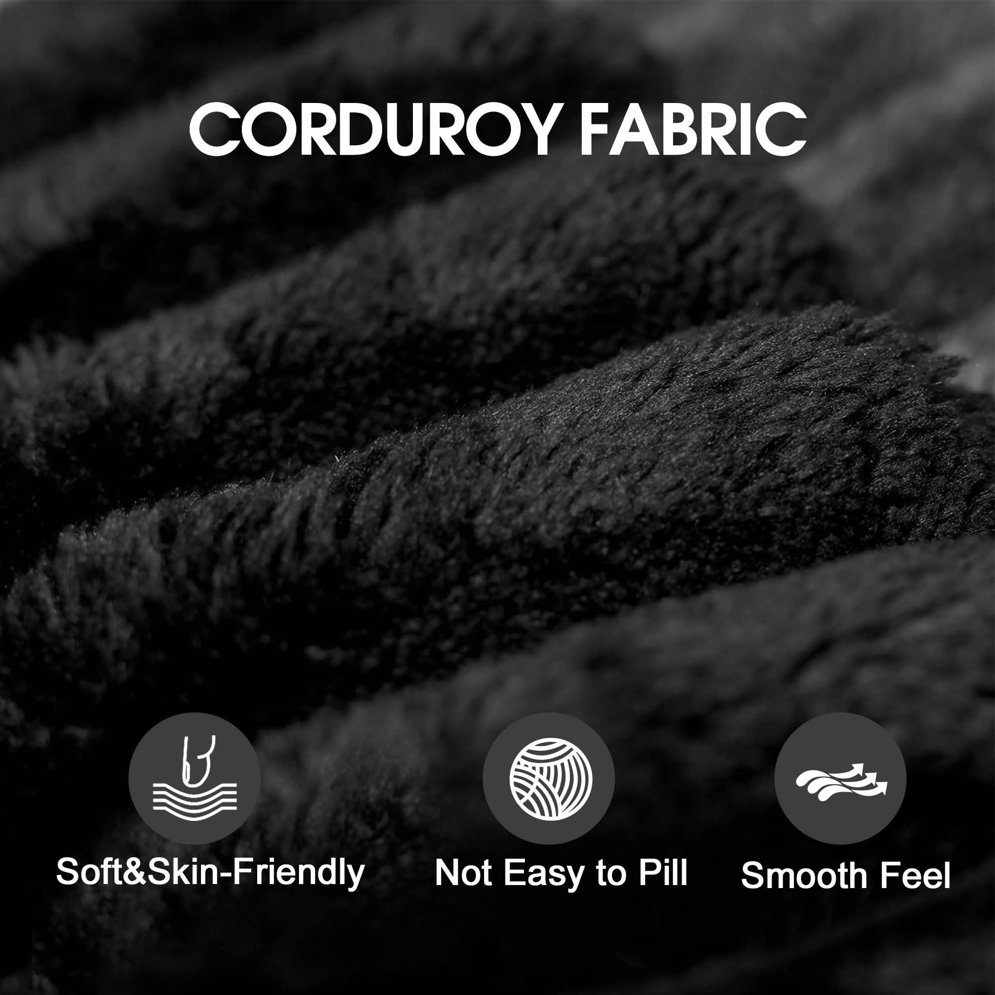 MAYEERTY 157.6" Cloud Corduroy Sofa, Deep Seat Double-Layer Design, Removable Cushion No Assembly, DIY Combination, Black