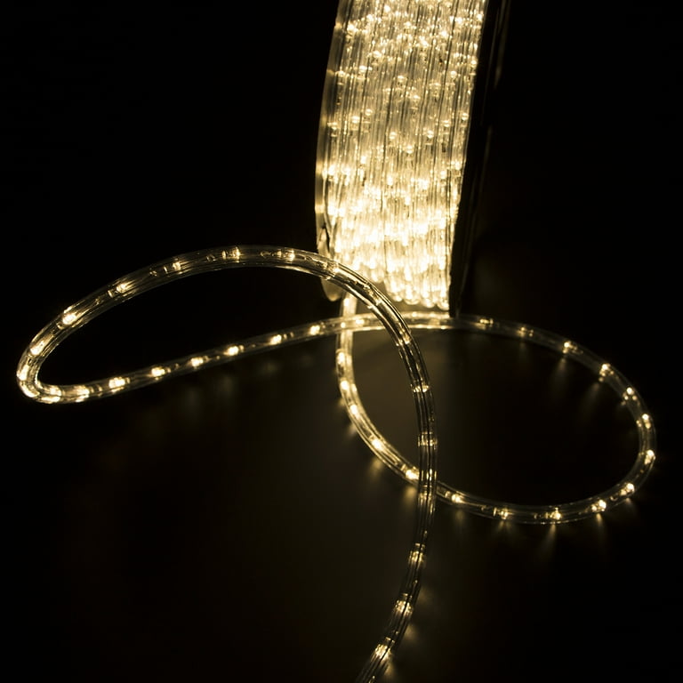 Walcut 100Ft 2 Wire LED Rope Lights, Warm White Lights with Clear PVC Jacket, Connectable and Flexible, for Indoor Wedding Christmas Party and Waterproof for Outdoor Decoration Walcut 100Ft 2 Wire LED Rope Lights, Warm White Lights with Clear PVC Jacket, Connectable and Flexible, for Indoor Wedding Christmas Party and Waterproof for Outdoor Decoration