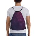 thumbnail image 2 of Drawstring Backpack - Black Dark Blue Purple Splash Proof Small Drawstring Gym Bag for Women Men, Cinch Sports String Bag Backpack for Travel Swimming Beach, 2 of 8