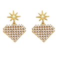 thumbnail image 3 of Pendientes de lujo con forma de estrella chapados en oro de 18 quilates y incrustaciones de circonita cúbica en forma de corazón, color negro, 3 of 4