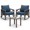 thumbnail image 3 of ECOPATIO Rocking Chair Bistro Set,3 Piece Outdoor Patio Furniture Set with 2 Rockers and 1 Metal Coffee Table with Thick Cushions for Porch,Backyard,Poolside,Blue, 3 of 9