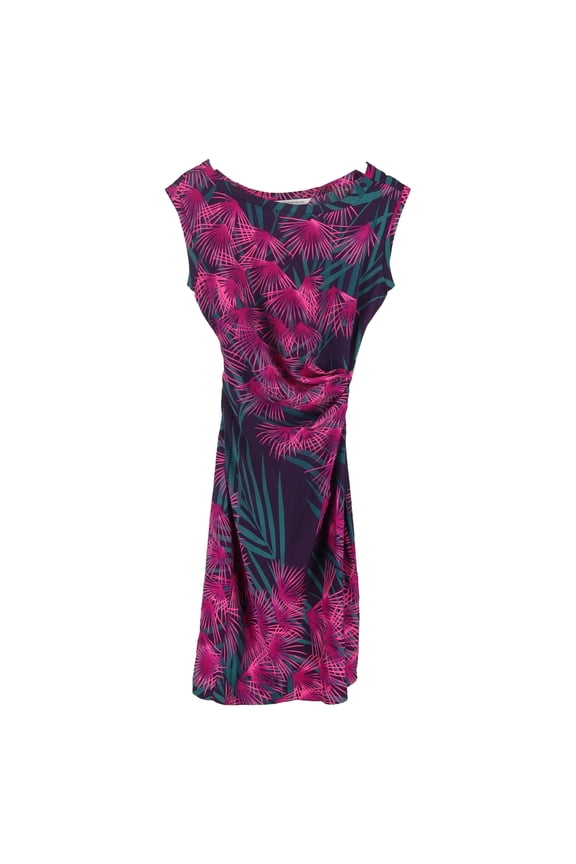 Pre-Owned Diane Von Furstenberg Della Printed Tie-Waist Midi Dress in Multicolor Silk