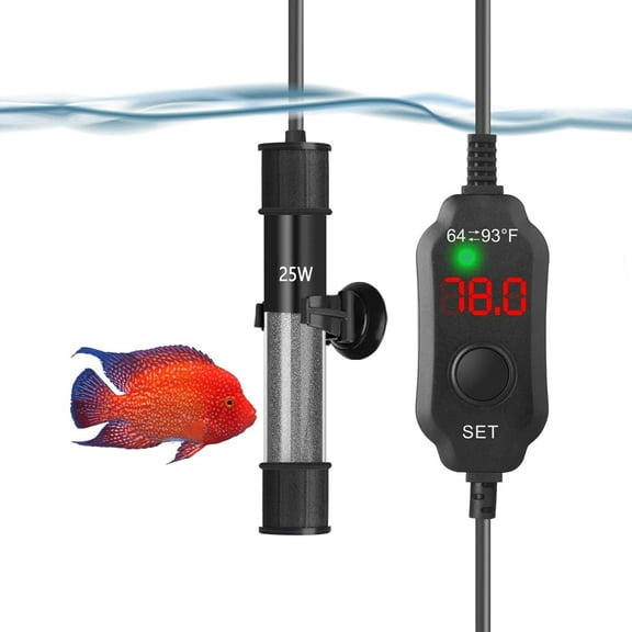 Aquarium Heater,10W Small Submersible Fish Tank Heater Super Short Aquarium Heater for up to 1 Gallon Tanks Small Betta Aquarium Heater with Digital Display Controller Adjustable Temperature