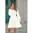 thumbnail image 2 of Femmes 2023 Décontracté Manches Longues Col Rond Élastique Taille Fluide Étagé Mini-Robe, 2 of 6