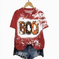 thumbnail image 4 of TOWED22 Ghost Spooky Halloween Shirts for Women Funny Bow Pumpkin Graphic Tees Fall Short Sleeve Tops Costumes(Red,XXL), 4 of 7