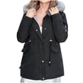 thumbnail image 1 of FAIWAD Women's Winter Hooded Puffer Jacket Mid Length Warm Plus Size Zip Adjustable Drawstring Down Jacket, 1 of 7