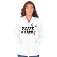 thumbnail image 3 of Save A Rack Antler Breast Cancer Pink Zip Hoodie Sweatshirt Women Brisco Brands S, 3 of 6