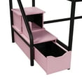 thumbnail image 3 of Low Loft Twin Metal Bed with 2 Big Storage Steps, Toddler Kids Modern Metal Bed Frame, Heavy Duty Bed, Multifunction Design Bed Bedroom Furniture, Space-Saving, No Box Spring Needed (Pink), 3 of 8