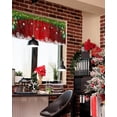 thumbnail image 4 of Christmas Curtain Valance Xmas Baubles Coniferous Rod Pocket Valance Window Treatments 1 Panel Pine Tree Twig Red Short Curtains for Kitchen Windows Bathroom Bedroom 54 x 18 inch, 4 of 4