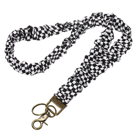 Scrunchie Teacher Lanyards, 1 Pack ID Holder, Black White