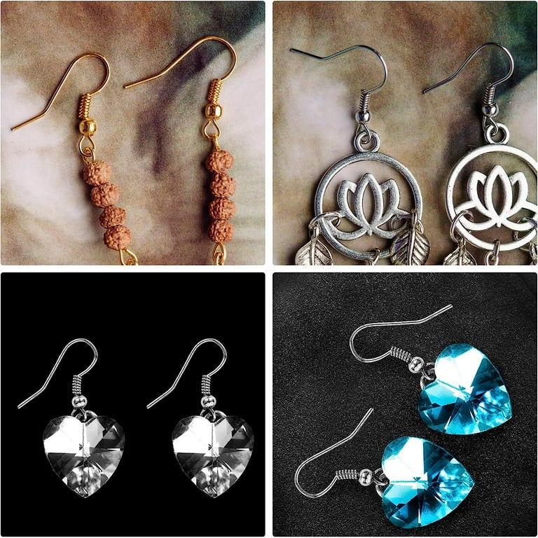 925 Sterling Silver Earring Hooks 200 PCS, Hypoallergenic Earring Hooks for  Jewelry Making, Fish Hook Earrings Making Kit, DIY Earring Findings