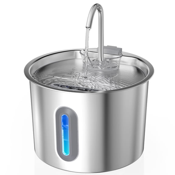 Euqvunn Cat Water Fountain Stainless Steel, 2.2 L Cat Fountain for Drinking, Pet Water Fountain for Cats Inside, Automatic Pet Fountain Quiet Cats Water Dispenser