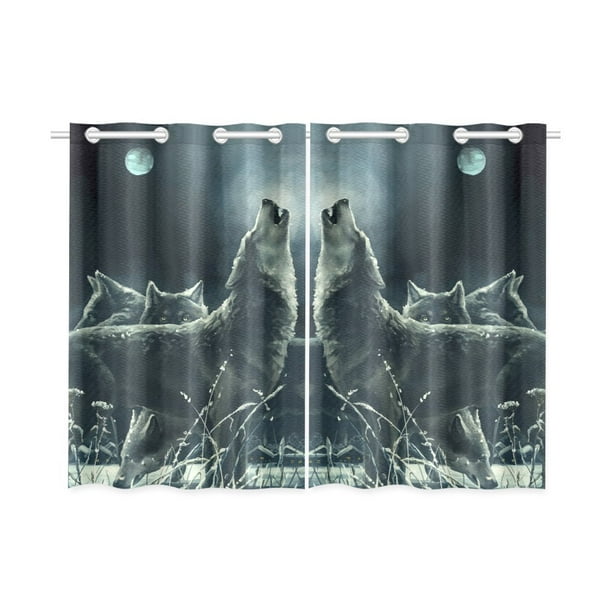 MKHERT Wolves Wolf Animal Window Curtains Kitchen Curtain Room Bedroom Drapes Curtains 26x39