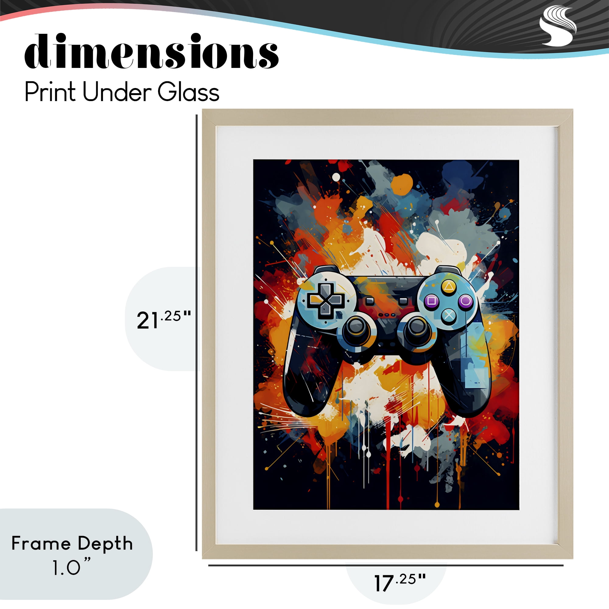 Stupell Industries Orange Paint Splash Gamer Birch Framed Print Under Glass, design by Creative Studio