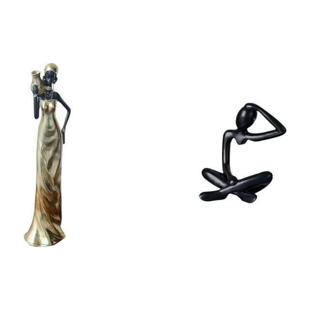 Figura decorativa moderna y ligera de una mujer pensadora tribal africana, escultura abstracta, ideal para estantería o escritorio. Regalo de cumpleañ