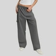 thumbnail image 2 of YDFCWXW Cargo Sweatpants for Women Baggy Drawstring High Waisted Wide Leg Sweat Pants Oversized Athletic Pants Dark Gray, XL, 2 of 6