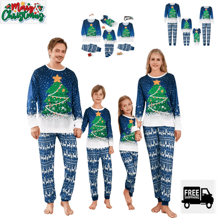 

Christmas Tree Print Long Sleeve Tops and Elk Print Pants Sleepwear