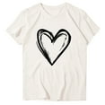thumbnail image 5 of Zwiiyzr Womens Valentines Day Heart Print Tshirt Short Sleeve Round Neck Casual Tee Soft Cotton Romantic Gift For Her Cute Love Theme Top White, 5 of 8