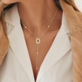 thumbnail image 2 of Cubic Zirconia Initial Necklace for Women Dainty Gold Long Lariat Necklace Trendy 14K Gold Plated Diamond Letter Drop Y Necklace Initial A-Z, 2 of 2