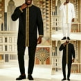 thumbnail image 2 of Aihuaihua African Embroidery Suit for Men Dashiki Coats and Pants 2 Piece Set Wedding Evening Outfits Slim Fit Outwear Jacket Clothes White XXL, 2 of 10