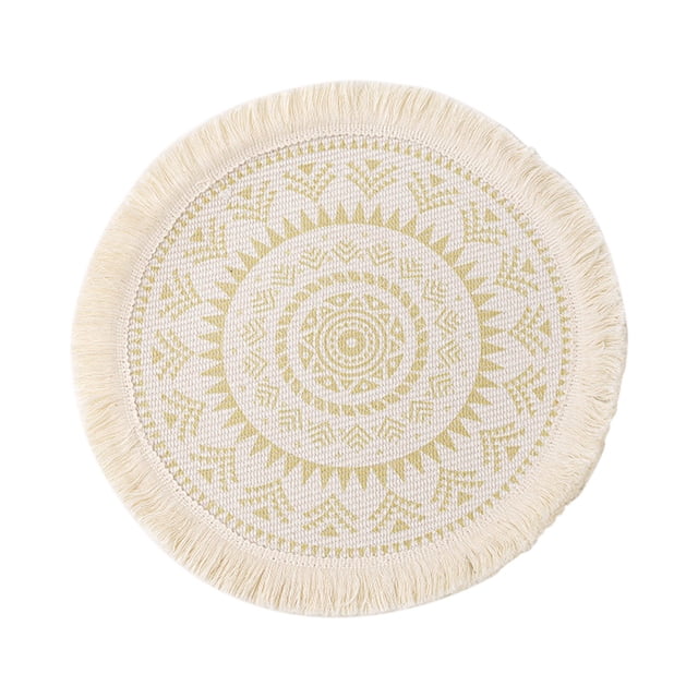 Ensemble de Napperons en Coton Tissé Bohème - Résistant à la Chaleur, Décor à Franges pour Tables à Manger