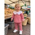 thumbnail image 6 of RUINIXCW Toddler Baby Girl Fall Outfits Casual Plaid Doll Collar Long Sleeve Tops with Ruffled Trim Pants 2 Pcs Set, 6 of 9