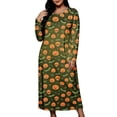 thumbnail image 2 of SELONE Plus Size Nightgowns for Women Long Maxi Sleepshirt Pumpkin Skeleton Long Sleeve Nightshirt Halloween Loungewear, 2 of 8
