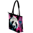 thumbnail image 3 of Panda Canvas Leather Mix Twill Sponge Jeanette Crossbody Bag 30x10.5x39cm/11.8x4.1x15.4in, 3 of 5