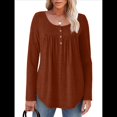 thumbnail image 2 of Camisas de Larga para Mujer, Conjuntos de Otoño, Cuello Redondo, Túnicas Casuales, Blusas de Moda, Ropa de Moda. Marrón Oscuro L, 2 of 6
