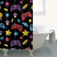 thumbnail image 4 of Multicolor Controllers Games Icons Black Pattern Shower Curtain 36"x72" ,Bathroom Decorative Shower Curtains Set with 12 Hooks,Modern Waterproof Washable Shower Curtain, 4 of 6