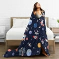 thumbnail image 5 of Outer Space Theme Blanket Gifts For Kids Adults - Lightweight Throw Blanket For Bedroom Living Room Decor Soft Fuzzy Fleece Cozy Plush Bed Couch 60"X50", 5 of 7