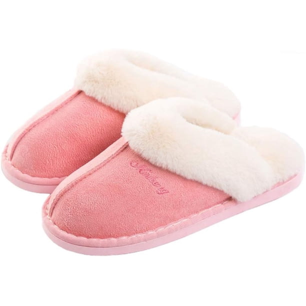 Pantuflas de mujer con espuma viscoelástica, suaves y sin cordones, forradas de gamuza y suela antideslizante, para interior y exterior.