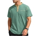 thumbnail image 2 of CBASIHI Henley Shirts for Men with Pocket- Classic Short Sleeve Fashion Casual Summer Mens Lightweight T-Shirt Green Size 2XL, 2 of 9